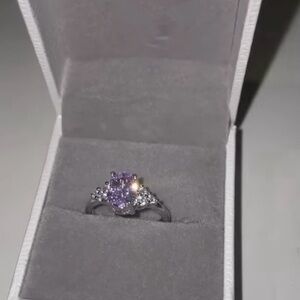 Purple zirconia diamond silver Ring
